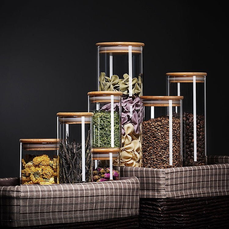 borosilicale glass jar with bamboo lid