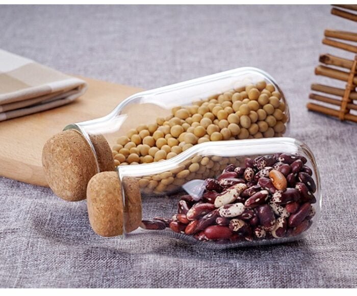 glass jar with natural cork stopper lid
