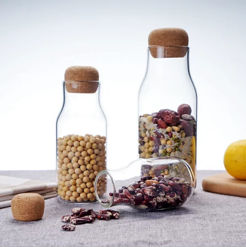 Glass Jar with Natural Cork Stopper Lid